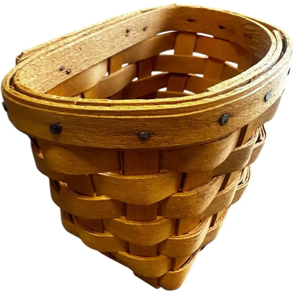 Longaberger 1998 Small 3.5” Wall Pocket Oregano Handmade Basket W/Bracket Hanger